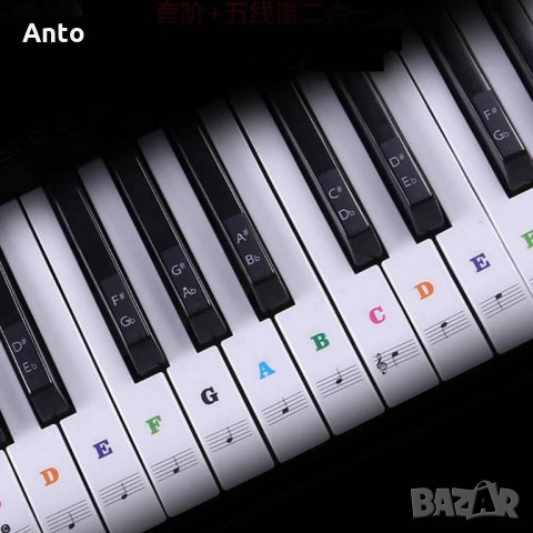 Стикери за пиано и йоника: Ноти и букви 