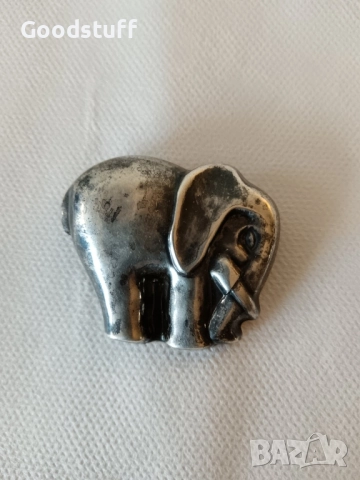 Сребро, брошка, слон, 925, винтидж , снимка 9 - Антикварни и старинни предмети - 52514882