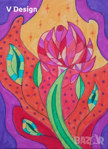 Абстрактна Картина "Роза"- акрил пано 18х24см