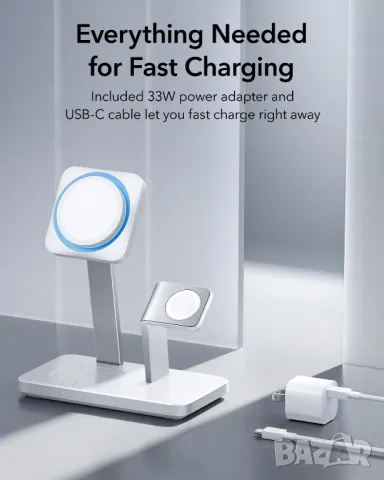 ESR Зарядна станция 25W 3-в-1 безжично зарядно устройство с MagSafe + CryoBoost, снимка 8 - Безжични зарядни - 49027727