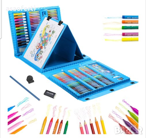 Детски комплект за рисуване, кутия за съхранение от 208 части, снимка 8 - Образователни игри - 43064515