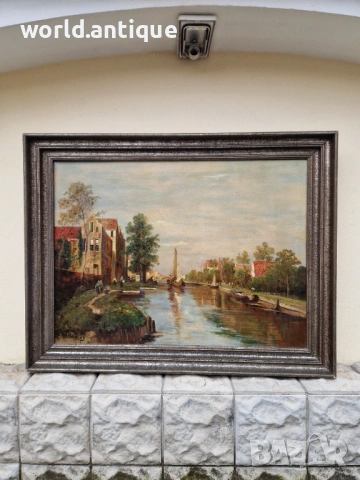 Топ - Уникална антикварна огромна авторска майсторска картина масло върху платно , снимка 2 - Антикварни и старинни предмети - 53210599