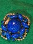 СКЪПОЦЕННА СТАРИННА БРОШКА ЛАЗУРИТ НАТУРАЛЕН и БРОНЗ 8136, снимка 3