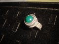 СРЕБЪРЕН СТАР 19 ВЕК ПРЪСТЕН с ГОЛЯМ ШЛИФОВАН КАМЪК ЗЕЛЕН АХАТ - СРЕБРО СТАРО ГРАДСКО БИЖУ 22478, снимка 12