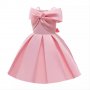 Детска розова официална рокля плътен сатен размер 6-7 г