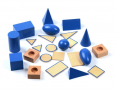 Сини геометрични тела Монтесори в кутия с поставки и знаци , снимка 8