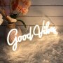 Неонова LED табела "Good Vibes" за декорация с USB порт 40х18 см, снимка 5