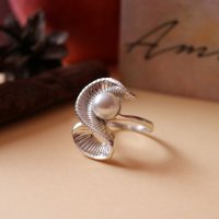 Уникален сребърен пръстен с перла - модел R025A, снимка 9 - Пръстени - 30464644