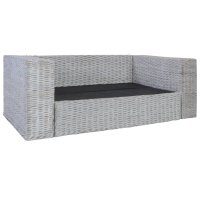 Комплект дивани с възглавници, 2 части, сив, естествен ратан, снимка 7 - Дивани и мека мебел - 43248983
