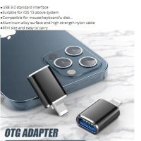 Метален OTG адаптер USB 3.0  към iPhone тип Lightning  , снимка 3 - Калъфи, кейсове - 44843245