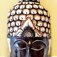 Стенна маска Буда от дърво, ръчна изработка, декорирана, подарък, сувенир, декорация, снимка 1 - Други - 33234559