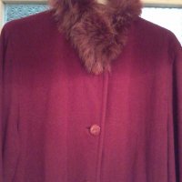 палто в бордо и пухена яка, снимка 2 - Палта, манта - 27213572