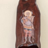 Икона Свети Мина от дърво с поставка, снимка 1 - Икони - 40719331