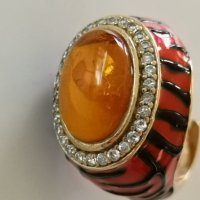 Лот-дамски стари среърни антикварни пръстени,сребро,кехлибар,емайл, снимка 8 - Пръстени - 32345426