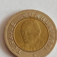 Монета 1 лира ТУРЦИЯ  2008 година за колекция декорация- 18696, снимка 6 - Нумизматика и бонистика - 32726216