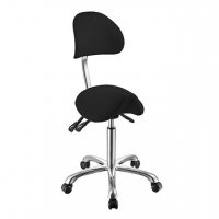 Козметичен/фризьорски стол - табуретка с облегалка Noble 59/78 см - бяла/сива/черна, снимка 1 - Педикюр и маникюр - 28276357