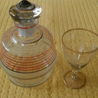 Стъклена каничка и шише за алкохол с чашки, снимка 3 - Сервизи - 37086895