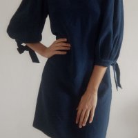 H&M Синя стилна рокля, снимка 1 - Рокли - 38886500