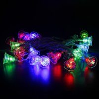 Многоцветни коледни LED лампички с камбанки, снимка 6 - Лед осветление - 42964552