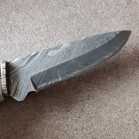 Нож дамаска стомана рог и сребро, снимка 5 - Ножове - 43639119