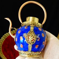Тибетски чайник порцелан,мед и месинг. , снимка 12 - Антикварни и старинни предмети - 37512646