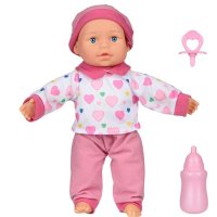 Бебешка кукла Pink Skoufi с шише залъгалка и звуци 33 см, снимка 1 - Кукли - 43298169