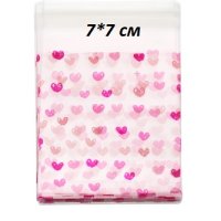 50 бр прозрачни сърца опаковъчни пликчета торбички за дребни сладки или др. целофан, снимка 1 - Други - 43130835