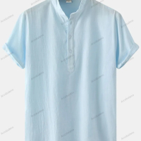 Мъжка памучна риза с яка и къс ръкав, 7цвята , снимка 2 - Ризи - 44901208