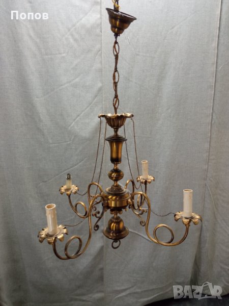 Старинен месингов полилеи, снимка 1