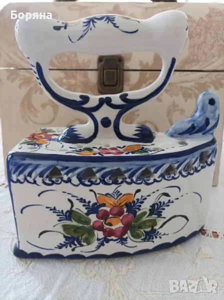 Португалска бяла керамика ръчно декорирана, снимка 1