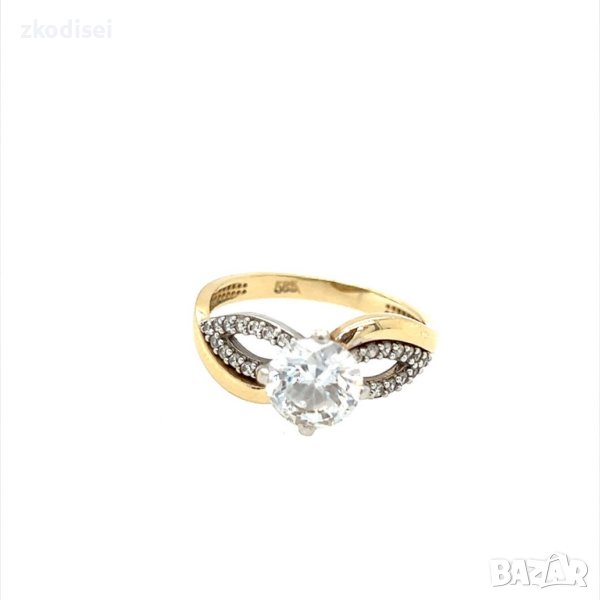 Златен дамски пръстен 3,29гр. размер:54 14кр. проба:585 модел:20601-1, снимка 1