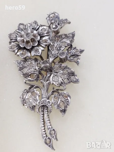 Прекрасна  златна викторианска брошка с 50 диаманта, снимка 1