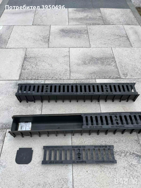 Линеен отводнител 100х100х1m с решетка от сферо чугун, клас B125, снимка 1