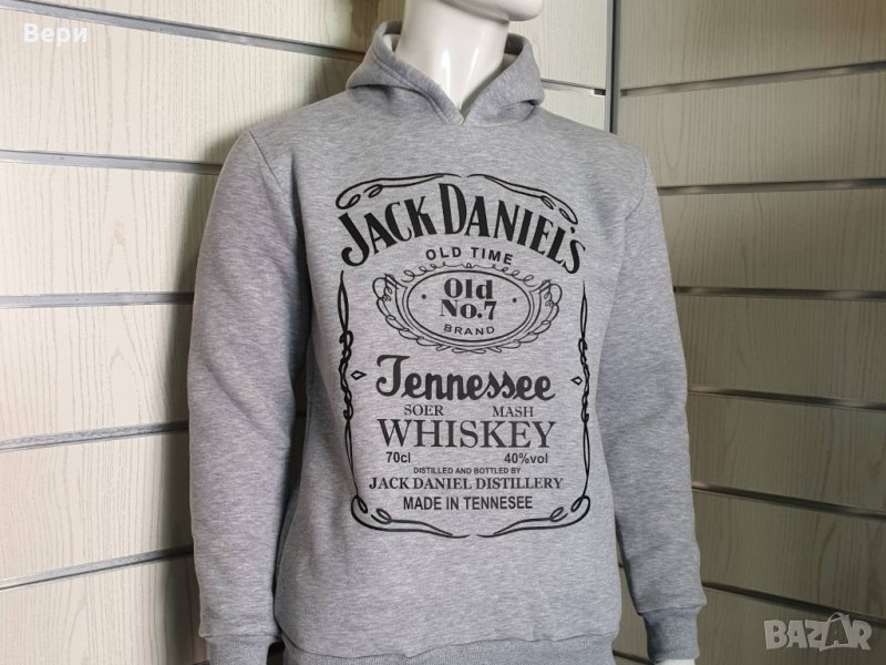 Нов мъжки сив суичър с трансферен печат JACK DANIELS (Джак Даниелс) , снимка 1