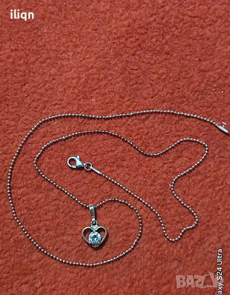 Сребърен синджир с висулка. 48см. Цена 21,99лв. За Севлиево безплатна доставка. Разгледайте , снимка 1