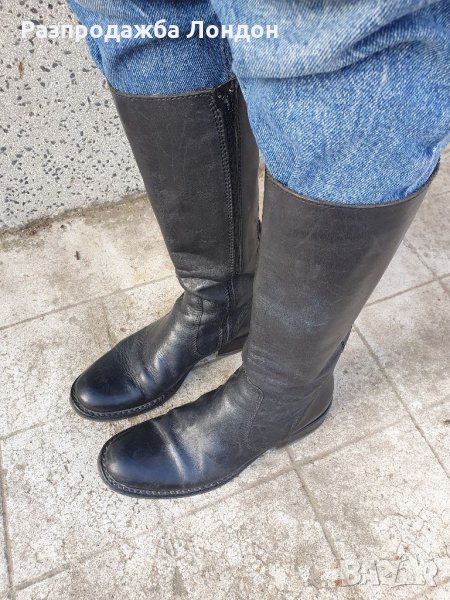 Ботуши кожени италиански,с вързани р37, снимка 1