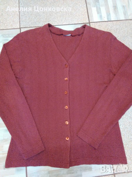 Тънка памучна жилетка цвят бордо, снимка 1