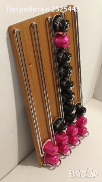 Стойка за 40 Капсули Nespresso - бамбук и метал, снимка 1