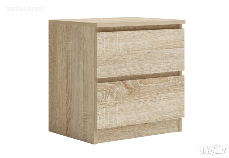 Нощно шкафче Лео 2 с две чекмеджета, дъб сонома, снимка 1