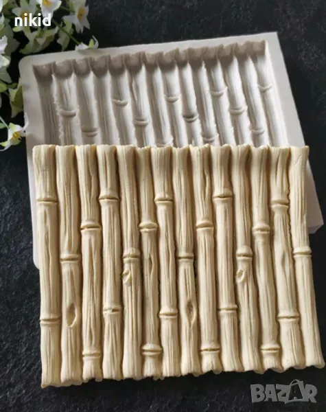 бамбук бамбукови пръчки ограда силиконов молд форма фондан шоколад гипс декор, снимка 1