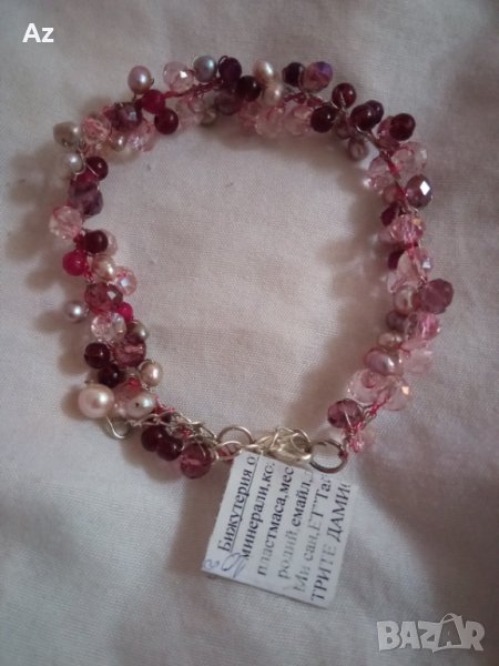 Гривна с естествени перли и Гранат, снимка 1