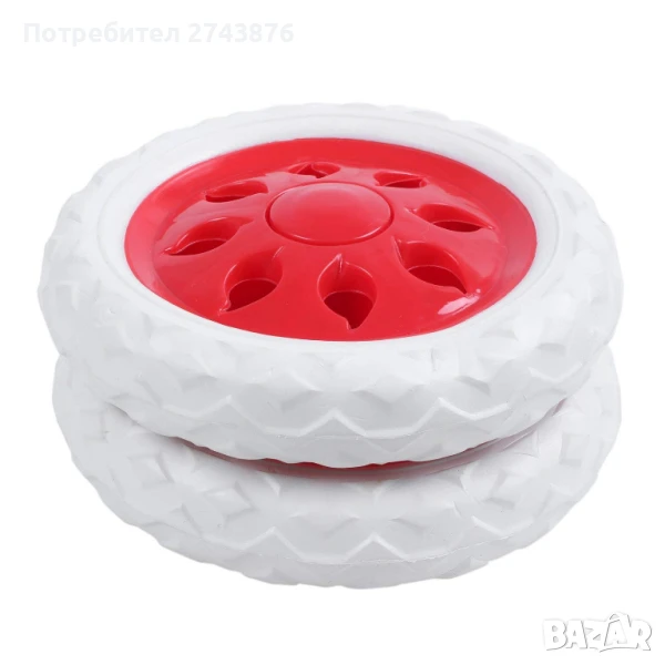  Комплет два броя колела за пазарска количка ,Бели-Червени , снимка 1