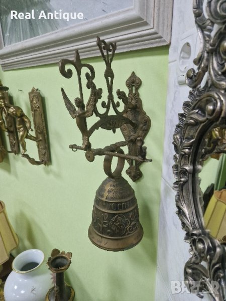Прекрасна голяма антикварна белгийска бронзова камбана , снимка 1