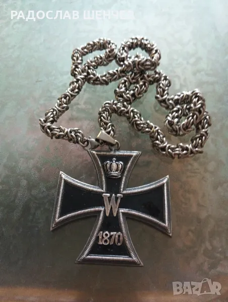 Кръст и ланец от мед.стомана, снимка 1