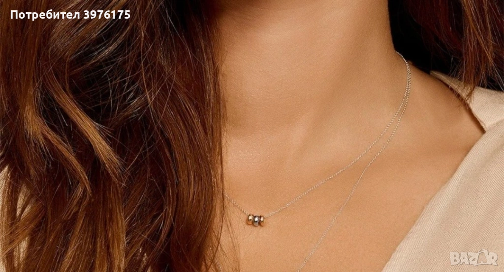 Колие с бяло,жълто и розово злато, снимка 1