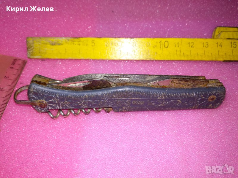 USSR Старо РЯДЪК КОЛЕКЦИОНЕРСКИ МОДЕЛ РУСКО РИБАРСКО ДЖОБНО НОЖЧЕ СССР ФЛОРАЛНО ОРНАМЕНТИРАНО 43099, снимка 1