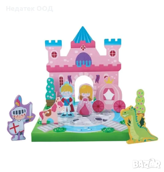 Дървен конструктор замък, 30,5х30,5х31см., снимка 1