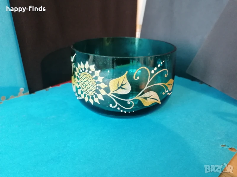 Ръчно рисувана стъклена купа, снимка 1