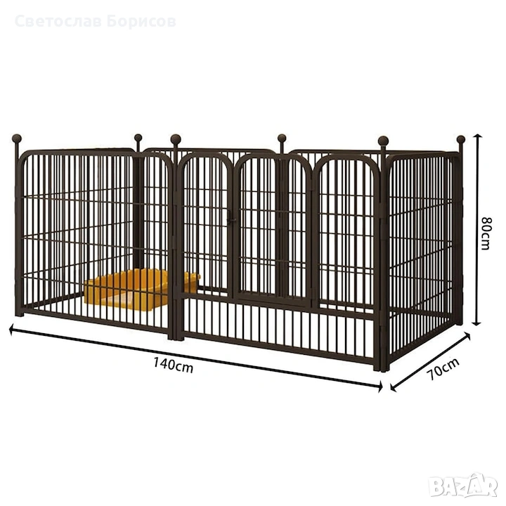 Клетка за животни, Latauar, Метал/Стомана, 6 панела, 70x80 см, Черна, снимка 1
