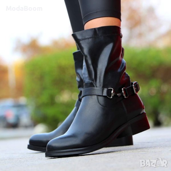 💥ПРОМОЦИЯ💥 Равни кожени черни боти🖤, снимка 1